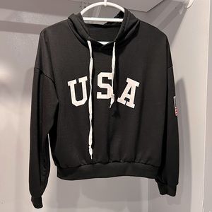 USA Cropped Hooded Sweatshirt